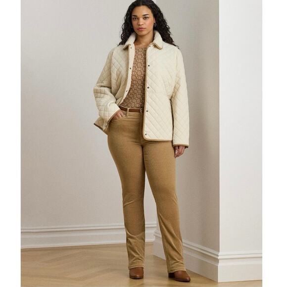 NEW Lauren Ralph Lauren Moda Cream Quilted Corduroy Trim Jacket Plus Size XXL - Picture 3 of 16